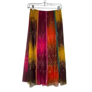 West End Size Small Pull On Midi Skirt Mesh Fairy Y2K Sheer Elastic Waist